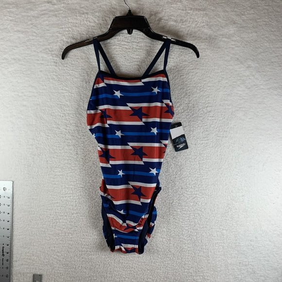 Speedo Swimsuit Womens 12/38 Multicolor Star Print Prolt Flyback One Piece‎ 8071 - Picture 1 of 6